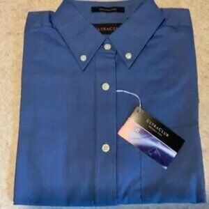 ULTRA CLUB CLASSIC WOMANS BLUE BUTTON DOWN SHIRT